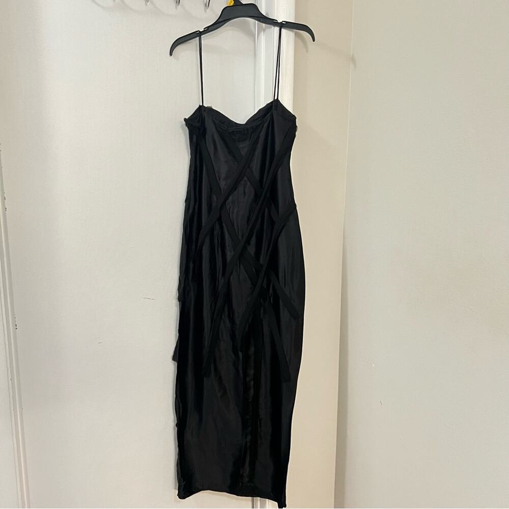 Zara Black FLORAL SATIN MIDI DRESS - Picture 12 of 15
